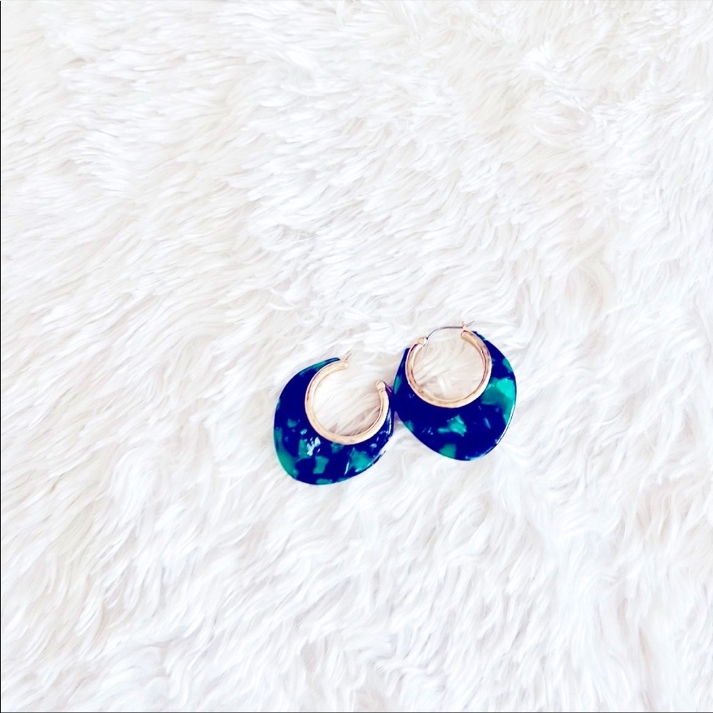 J. crew Emerald color hoop earrings